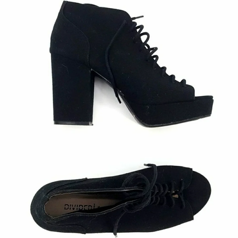 H & M Peep-toe Chunky Heel Platform Bootie Shoe